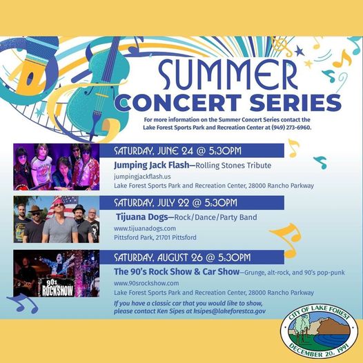 Summer Concert Series and Lake Forest Car Show Lake Forest, CA