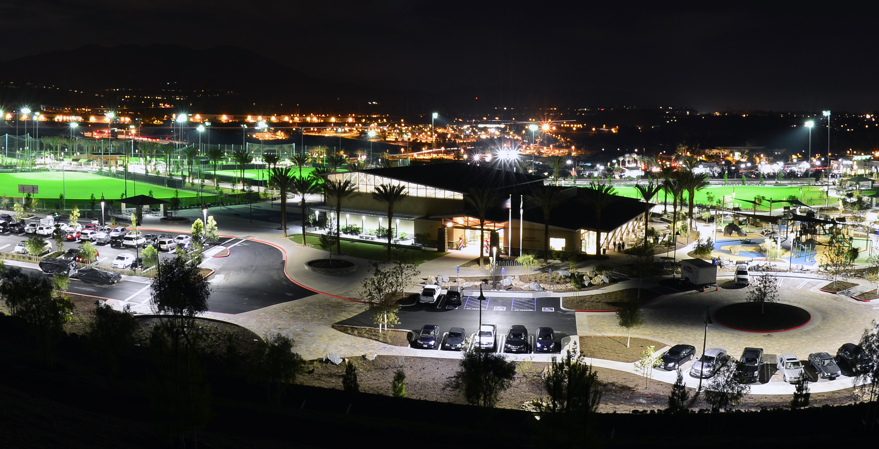 sports park as lights turn on - photo Nick Gates