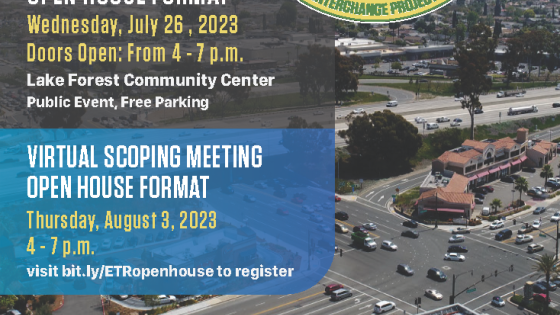A drop-in scoping meeting on the interchange is set for 4 p.m. to 7 p.m. on July 26 at the Lake Forest Civic Center.